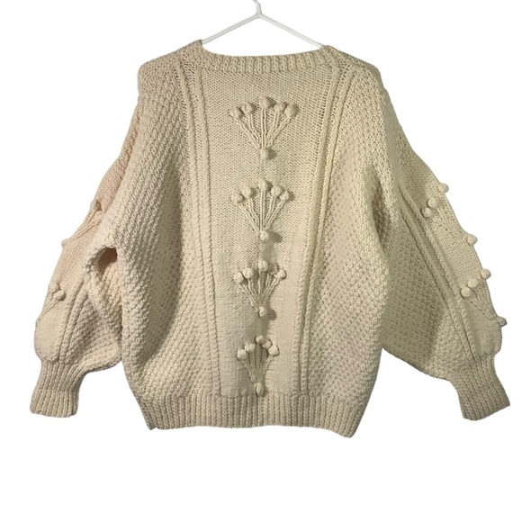 Irisfree Vintage Cable Knit Chunky Cardigan Button Front Made in Ireland - Picture 5 of 10